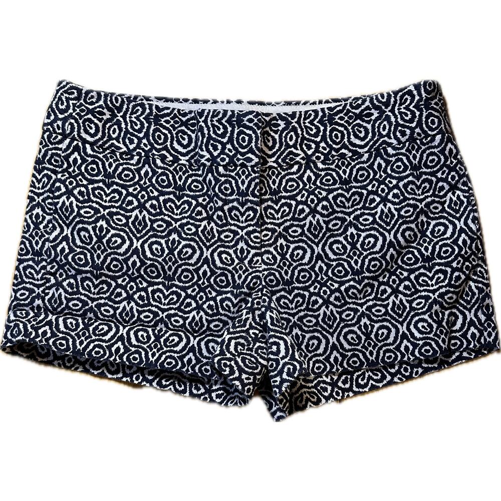 J.Crew Women's Size 8 Navy Blue & White‎ Retro Geometric Patterned Shorts